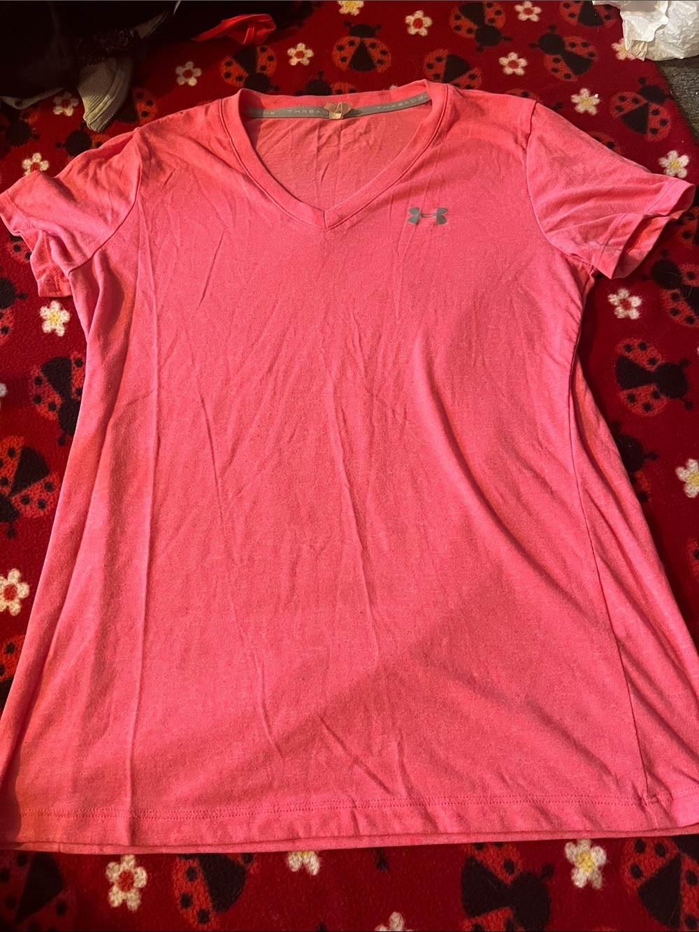 Under Armour Pink V-Neck Short Sleeve Performance Tee